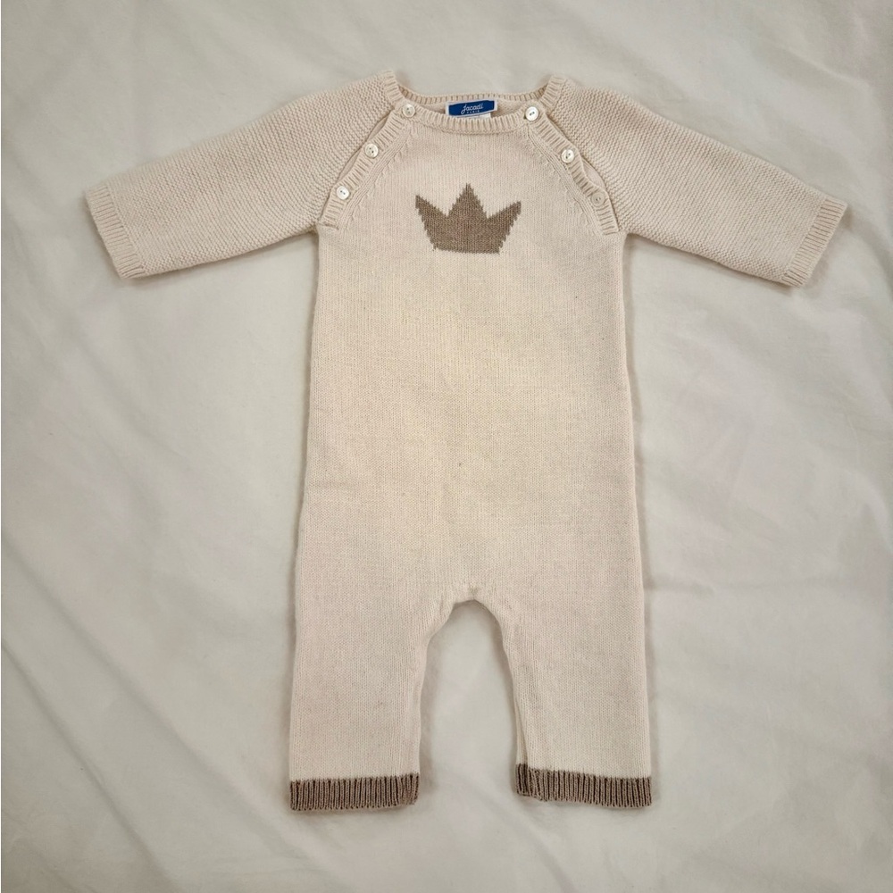 Jacadi Baby Knit Onesie with Crown Design